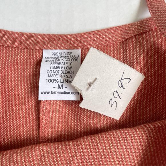 Vtg Orange Red 100% Linen Tank Top M Minimalist Cottagecore Summer Staple USA - Picture 3 of 5
